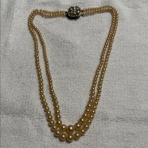 Vintage Classic Champagne Pearl Double Strand Necklace - Unbranded